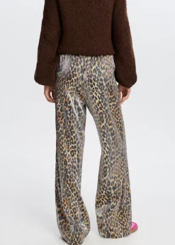 Satijnen leopard broek