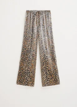 Satijnen leopard broek
