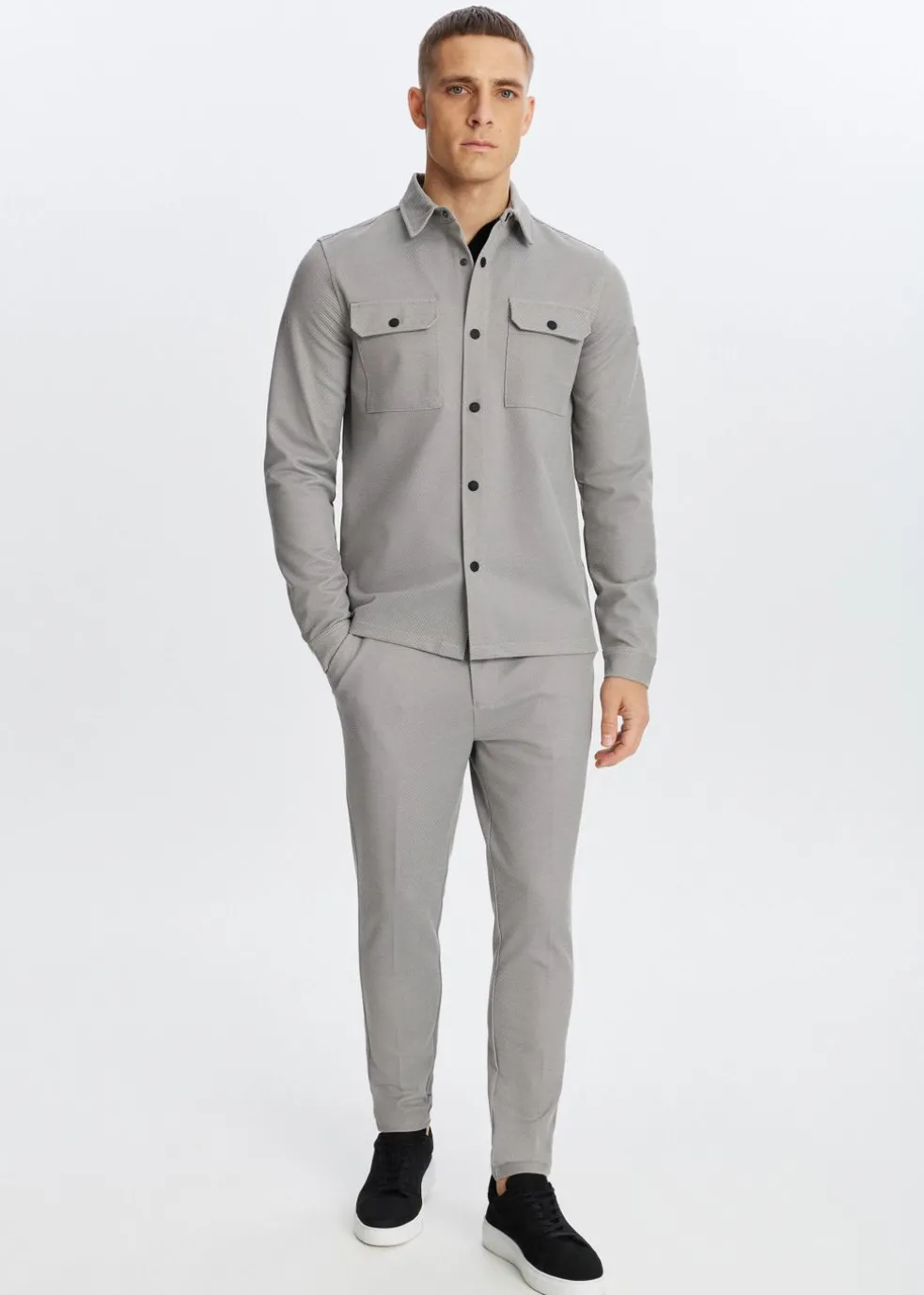 Slim fit piqué broek