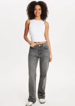 Straight leg jeans met hartjes
