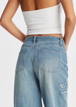 Straight leg jeans met sterren