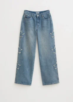 Straight leg jeans met sterren