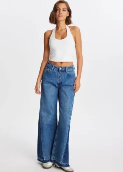 2-tone wide leg jeans