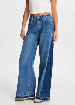 2-tone wide leg jeans