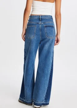 2-tone wide leg jeans