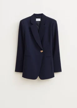Twill blazer met knoop