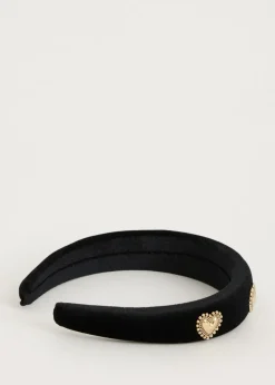 Velvet haarband met hartjes