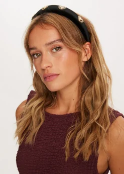 Velvet haarband met hartjes