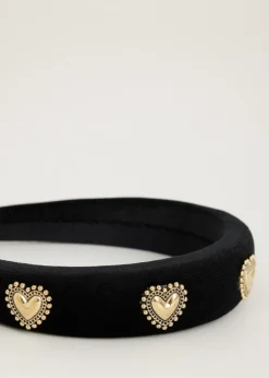 Velvet haarband met hartjes